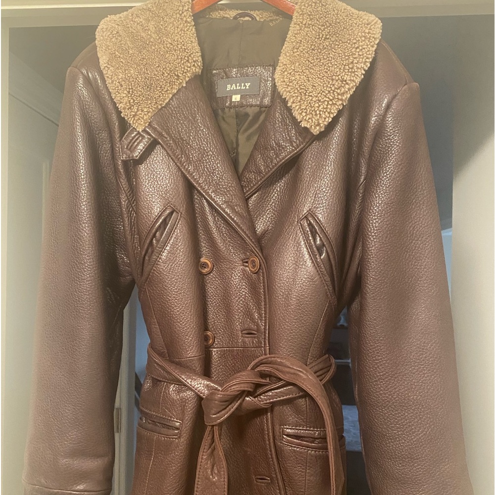 Bally leather double breasted coat